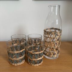 Rattan Glasses + Carafe