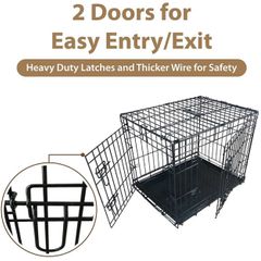 XL collapsible folding black metal dog crate