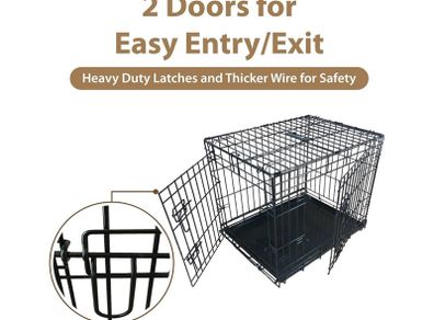 XL collapsible folding black metal dog crate