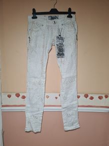 womens D&G Dolce and Gabanna millionaire trousers pants leggings Size small  W 29 L 32 gold print and embellishments