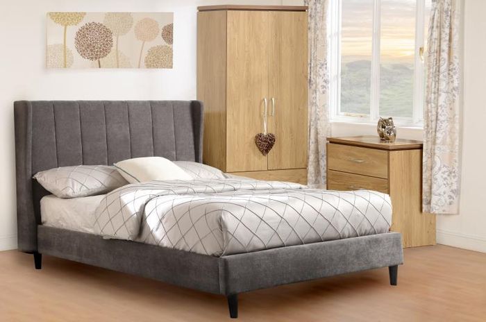 Amelia 4'6" Bed in Dark Grey Fabric