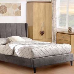 Amelia 4'6" Bed in Dark Grey Fabric