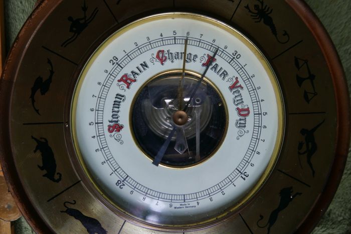 Vintage Zodiac Barometer Hygrometer Wall Hanging West Germany