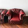 Beautiful matching pair of Oxblood leather Chesterfield armchairs Image 2