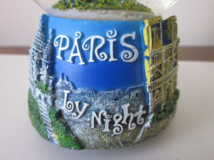 Vintage Musicial Snow Globe Eiffel Tower with Music  Love Story