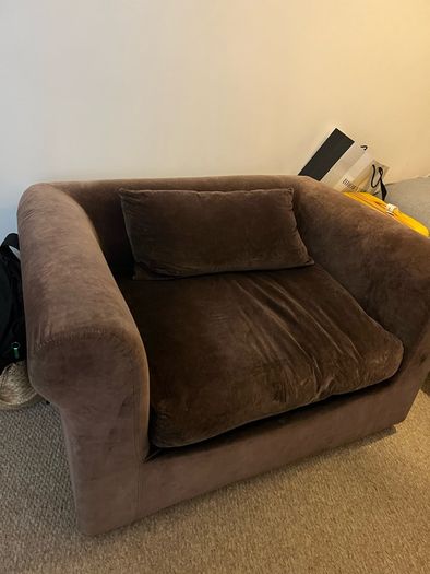 Habitat Velvet Loveseat, 1.5 Seater Sofa, Armchair, Brown