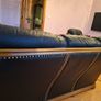 Black leather sofa with oak Image 5