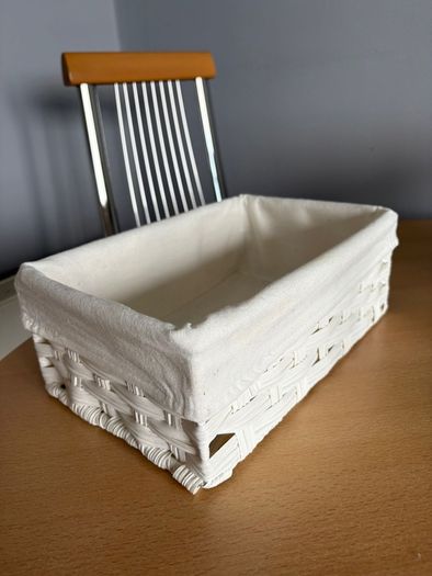 White Wicker Storage Baskets x3