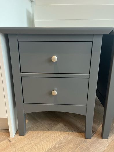 Bedside Locker / Table x2 - Wood - Dark Grey