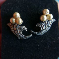 Vintage Pearl and  Sterling Silver 925 Earrings 3,6g