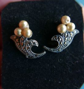 Vintage Pearl and  Sterling Silver 925 Earrings 3,6g
