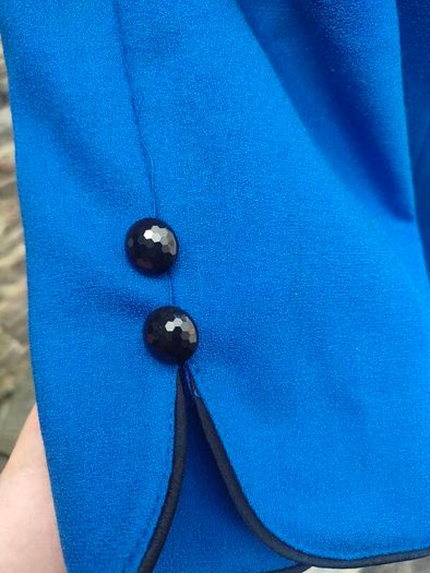 Electric blue ladies blazer with black button and trim detail size M/L Postage included