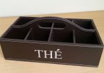 Brown leather french tea organiser