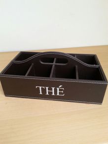 Brown leather french tea organiser