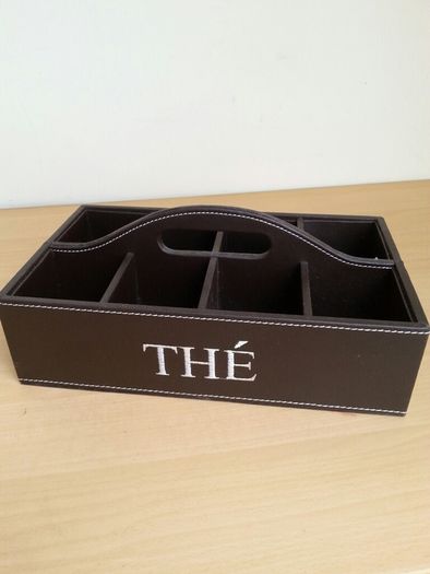 Brown leather french tea organiser