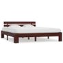 Bed Frame Dark Brown Solid Pine Wood 180x200 cm 6FT Super King Image 2