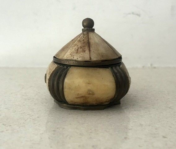 Vintage 1970s Brass & Bone Trinket Box