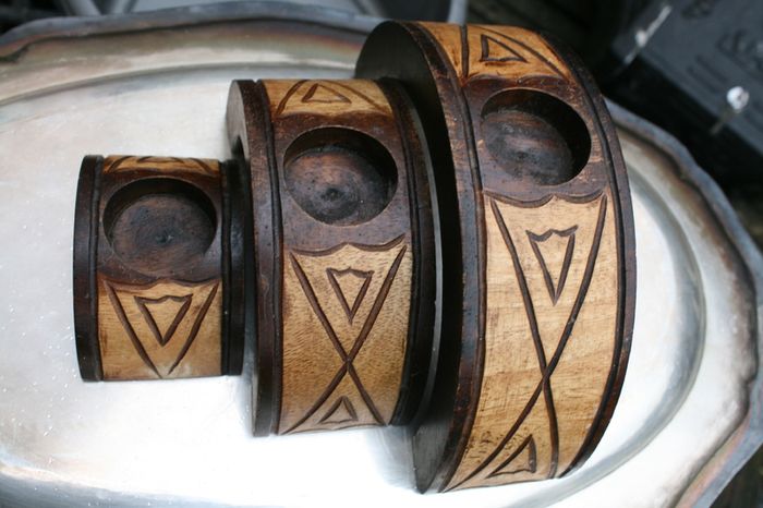 Vintage Wooden Candle Holders
