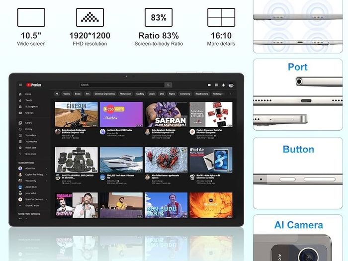NEW SALE | 2023 Newest 256GB Tablet, NEW Octa-Core 2.0GHZ Processor, 10.5" LTE FHD 1920x1200 Pixels Tablets, Type-C, GPS, 7000mAh, 5MP+13MP Camera, Bluetooth 5.0, 2.4G&5GWIFI, Dark Grey