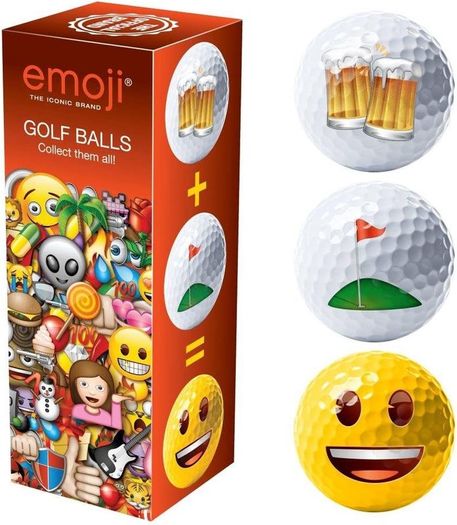Emoji Beer, Golf, Smiley Novelty Fun Golf Balls - 3 Pack