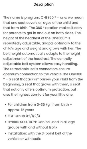Osann car seat