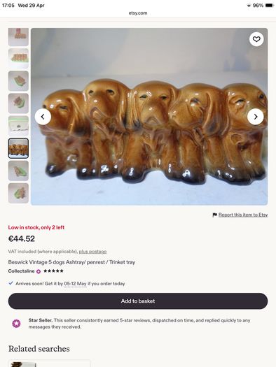 Beswick tray with 5 dogs