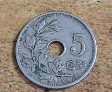 Belgium 1920, 5 Centimes Coin - free standard postage