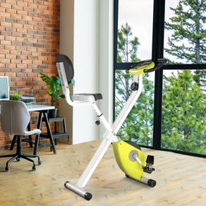 Foldable Exercise Bike, Indoor Fitness Bicycle Trainer with 8-level Magnetic Resistance and LCD Monitor, Yellow