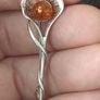 AP Sterling Silver 925 Amber Set Foliate Pin or Brooch 2 Inch Length Image 7