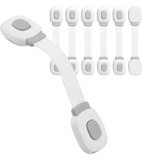 Premium Baby Cabinet Lock, Pack of 6 Child Safety for Cupboard, Drawers, Refrigerator, Toilet Seat with Strong Adhesive, No Drilling Required Cupboard Lock