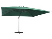 Cantilever Umbrella with LED Lights and Aluminium Pole 400x300 cm Green