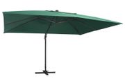 Cantilever Umbrella with LED Lights and Aluminium Pole 400x300 cm Green