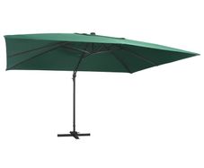 Cantilever Umbrella with LED Lights and Aluminium Pole 400x300 cm Green