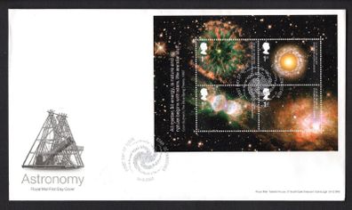 2002 Great Britain Astronomy Galaxies and Nebulae Miniature Sheet Royal Mail Addressed Stamp First Day Cover (FDC)