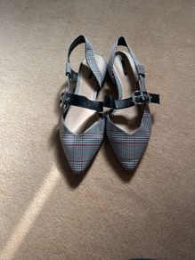 Grey check flat Shoes