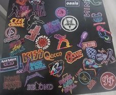 rock and metal stickers neon style