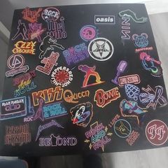 rock and metal stickers neon style