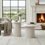Modo Designer Ribbed Coffee Table Set Sculptural Base Image 3