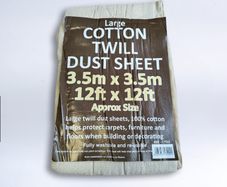 Cotton twill dust sheet 3.5m x 3.5m (12' x 12')