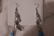 silver twisted leaf earrings