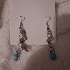 silver twisted leaf earrings