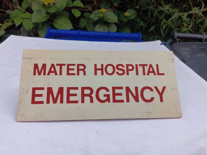 Vintage Mater Hospital Emergency Sign