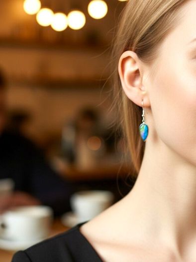 925 Sterling Silver & Dichroic Glass Earrings