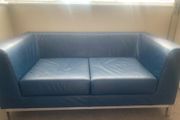 Small leather couch navy