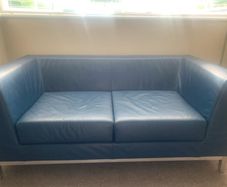 Small leather couch navy
