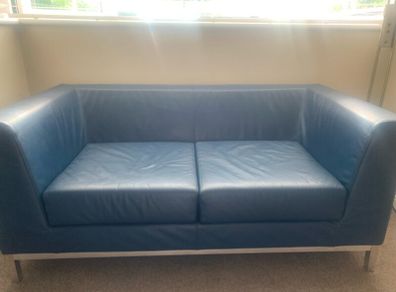 Small leather couch navy