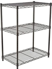 3-Shelf Storage Unit with Height Adjustable Shelves and Adjustable Levelling Feet - 340kg Max Weight, Black (FREE POSTAGE)