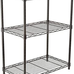 3-Shelf Storage Unit with Height Adjustable Shelves and Adjustable Levelling Feet - 340kg Max Weight, Black (FREE POSTAGE)