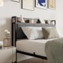 King Size Bed Frame with Storage Wooden Headboard,5ft Metal Upholstered Platform Bed Frame King Size Bed Base,Mattress Base/Sturdy Steel Slat Support/Under-bed Storage/Noise Free Image 5