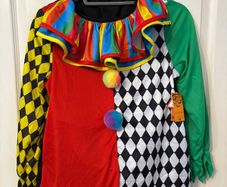 Girls Halloween Clown Costume and Wig. Age 10 / 11. Brand New.